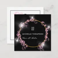  Sparkling Pink Soap Bubble Beauty Salon Square Business Card