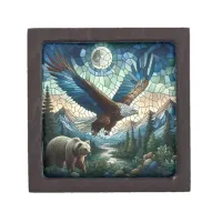 Mosaic Bear and Eagle in the Mountains  Gift Box