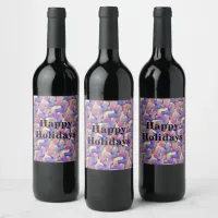 Watercolor Pattern Personalized Wine Labels