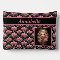 Deco Lady Black and Pink with Flowers  Accessory Pouch