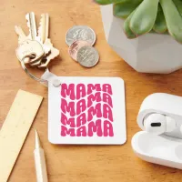 Pink Retro Groovy Cute Mama Mothers Day Mom   Keychain