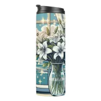 Pretty Ocean View and Vase of Flowers  Thermal Tumbler