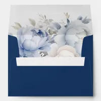 Elegant Boho Dusty Blue Floral Invitation Envelope