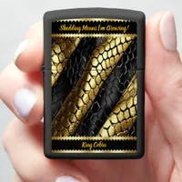 Black and gold snake skin design zippo lighter