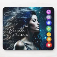 Breathe and Release | Beautiful Ethereal Woman Mouse Pad