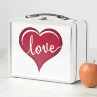 love in heart valentines metal lunch box