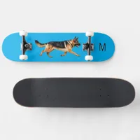 German Shepherd Dog Picture Monogrammed Blue Skateboard