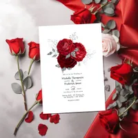 Red and Silver Floral Wedding Invitation