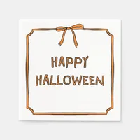 Elegant Hand Drawn Chic Bow Happy Halloween Party Napkins