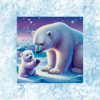 Mommy Polar Bear with Cub | Poster