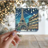 Eiffel Tower in Paris, France at Christmas time Square Sticker