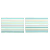 Blue white and green Beach coastal stripes Pillow Case