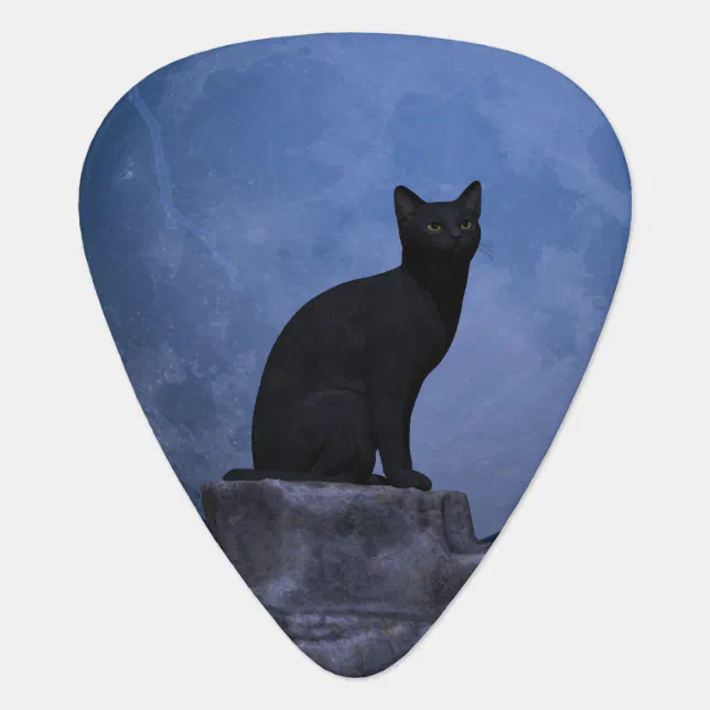 Moonlit Cat Guitar Pick