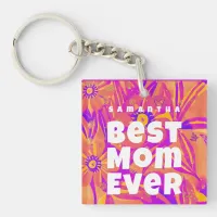 Best Mom Ever Floral Naive Art Keychain