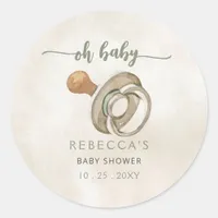 Oh Baby Gender Neutral Boho Baby Shower Invitation Classic Round Sticker