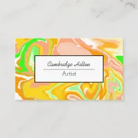 Sherbert Swirls Marble Abstract Fluid Art   Business Card