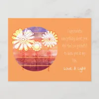 Thank you message with flowers and sunset postcard