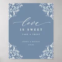 Elegant Dusty Blue Wedding Love is Sweet Sign