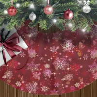 Prettiest Snowflakes Pattern Red ID846 Brushed Polyester Tree Skirt