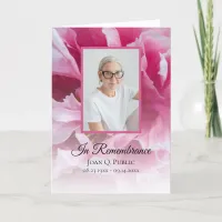 Pink Peony Flower Funeral Service Memorial Folded Program