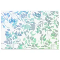 Trendy Modern Blue White and Green Tropical Leaves Tissue Paper