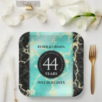Elegant 44th Turquoise Wedding Anniversary Paper Plates
