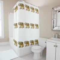 Fancy Marching  Gold Elephants Shower Curtain