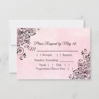 Pink Crackle Wedding RSVP card