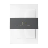 Simple Elegance Wedding Initials Charcoal ID1022 Invitation Belly Band