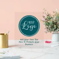 Teal Business Logo with Promo Text Acrylic Sign