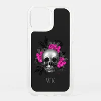 Vintage Gothic Pink Roses Skull Monogram Speck iPhone 12 Case