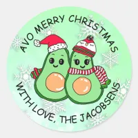 Avo Merry Christmas Avocado Humor Holiday Classic Round Sticker