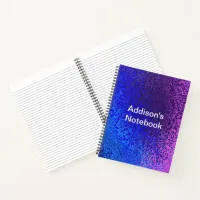 Shades of Blue Purple Shiny Look Pattern Name Notebook