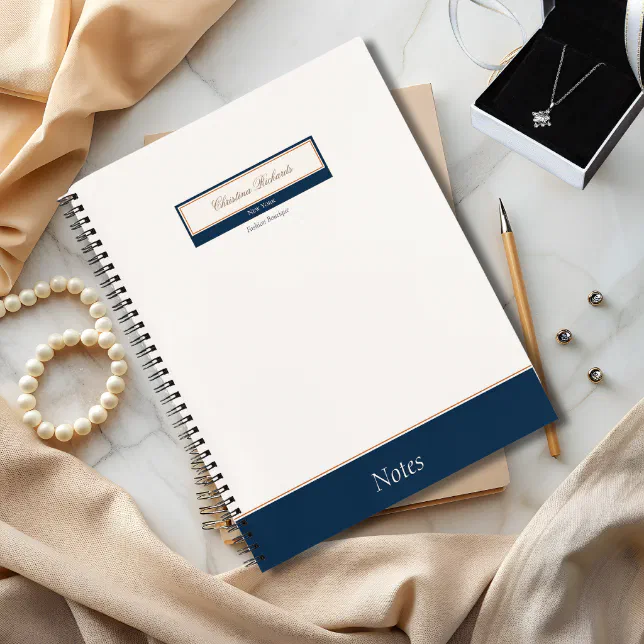 Classy Navy Blue Ivory Notebook