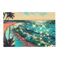 Beautiful Comic Pop Art Style Beach Scene Placemat