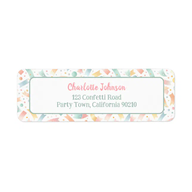 Colorful Birthday Confetti Cute Kid Return Address Label