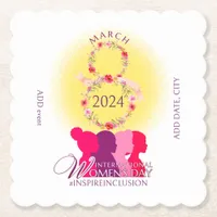 International Womens Day March 8 Inspire Inclusion Paper Coaster