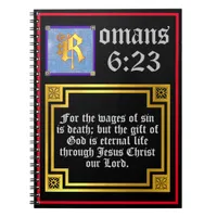 Romans 623 Gold Letter Eternal Life Bible Verse Notebook