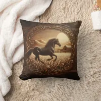 Majestic Horse Running Through Golden Fields Throw Pillow