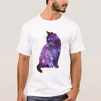 Purple Space Nebula Cat T-Shirt