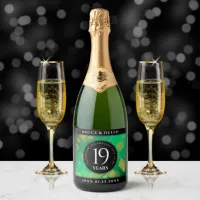 Elegant 19th Jade Wedding Anniversary Celebration Sparkling Wine Label
