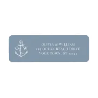 Nautical Anchor Dusty Blue Wedding Return Address Label