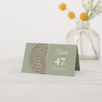 Elegant Modern Sage green & gold classic mandala P Place Card