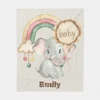 Cute boho Elephant Baby Fleece Blanket