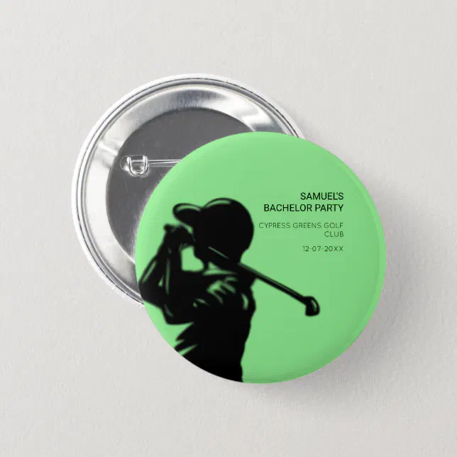 Black golfer Golfing Trip Bachelor Party minimal  Button