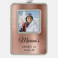 Rose Gold Foil Sweet 16 Photo Christmas Ornament