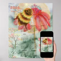 2024 Watercolor Bumblebee Calendar Poster
