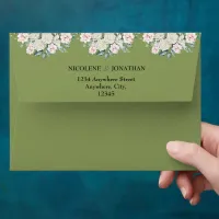 Elegant Floral Embrace Wedding Envelope