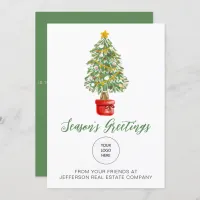 Vintage Christmas Tree Company Logo Business  Holiday Card