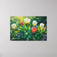 *~* Red White Tulips TV2 Stretched Canvas Print